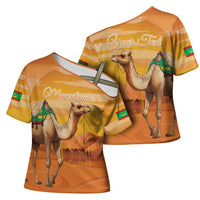 Personalized Mauritania Sahara Cross Shoulder Shirt Camel With Map - Wonder Print Shop