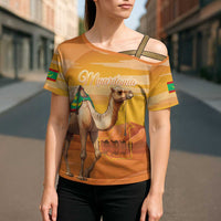 Personalized Mauritania Sahara Cross Shoulder Shirt Camel With Map - Wonder Print Shop