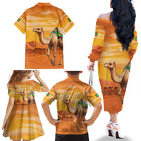 Personalized Mauritania Sahara Family Matching Off The Shoulder Long Sleeve Dress and Hawaiian Shirt Camel With Map - Wonder Print Shop