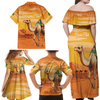 Personalized Mauritania Sahara Family Matching Off Shoulder Maxi Dress and Hawaiian Shirt Camel With Map - Wonder Print Shop
