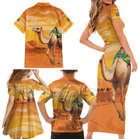 Personalized Mauritania Sahara Family Matching Short Sleeve Bodycon Dress and Hawaiian Shirt Camel With Map - Wonder Print Shop