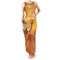 Personalized Mauritania Sahara Family Matching Tank Maxi Dress and Hawaiian Shirt Camel With Map - Wonder Print Shop