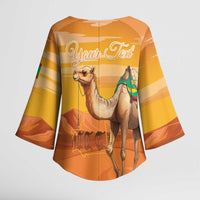 Personalized Mauritania Sahara Kimono Sleeve Blouse Camel With Map - Wonder Print Shop
