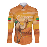 Personalized Mauritania Sahara Long Sleeve Button Shirt Camel With Map - Wonder Print Shop