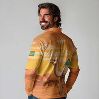Personalized Mauritania Sahara Long Sleeve Polo Shirt Camel With Map - Wonder Print Shop
