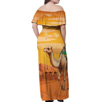 Personalized Mauritania Sahara Off Shoulder Maxi Dress Camel With Map - Wonder Print Shop