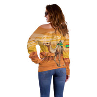 Personalized Mauritania Sahara Off Shoulder Sweater Camel With Map - Wonder Print Shop