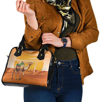 Mauritania Sahara Shoulder Handbag Camel With Map - Wonder Print Shop