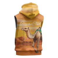Personalized Mauritania Sahara Sleeveless Zip Hoodie Camel With Map - Wonder Print Shop