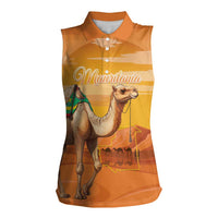 Personalized Mauritania Sahara Women Sleeveless Polo Shirt Camel With Map - Wonder Print Shop
