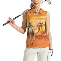 Personalized Mauritania Sahara Women Sleeveless Polo Shirt Camel With Map - Wonder Print Shop