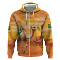Personalized Mauritania Sahara Zip Hoodie Camel With Map - Wonder Print Shop
