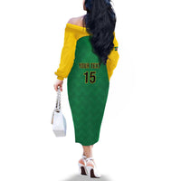 Custom Dominica Football Family Matching Off The Shoulder Long Sleeve Dress and Hawaiian Shirt Sisserou Parrot Green Color - Wonder Print Shop