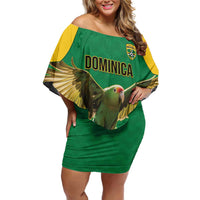 Custom Dominica Football Off Shoulder Short Dress Sisserou Parrot Green Color - Wonder Print Shop