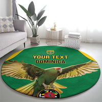 Custom Dominica Football Round Carpet Sisserou Parrot Green Color