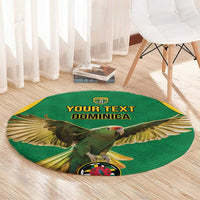 Custom Dominica Football Round Carpet Sisserou Parrot Green Color