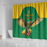 Custom Dominica Football Shower Curtain Sisserou Parrot Green Color