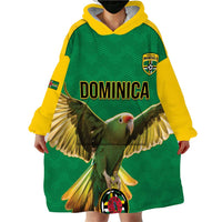 Custom Dominica Football Wearable Blanket Hoodie Sisserou Parrot Green Color - Wonder Print Shop