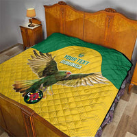 Custom Dominica Football Quilt Sisserou Parrot Yellow Color - Wonder Print Shop