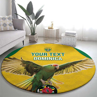 Custom Dominica Football Round Carpet Sisserou Parrot Yellow Color