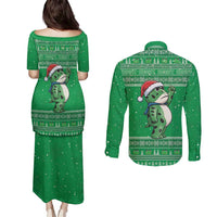 Funny Christmas Portland Frog Protest Couples Matching Puletasi and Long Sleeve Button Shirt Merry Frog-mas - Wonder Print Shop