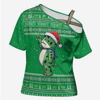 Funny Christmas Portland Frog Protest Cross Shoulder Shirt Merry Frog-mas - Wonder Print Shop