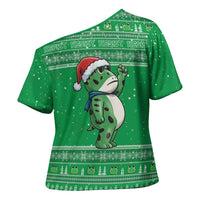 Funny Christmas Portland Frog Protest Cross Shoulder Shirt Merry Frog-mas - Wonder Print Shop