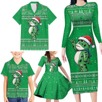 Funny Christmas Portland Frog Protest Family Matching Long Sleeve Bodycon Dress and Hawaiian Shirt Merry Frog-mas - Wonder Print Shop
