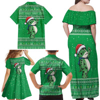 Funny Christmas Portland Frog Protest Family Matching Off Shoulder Maxi Dress and Hawaiian Shirt Merry Frog-mas - Wonder Print Shop