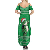 Funny Christmas Portland Frog Protest Family Matching Summer Maxi Dress and Hawaiian Shirt Merry Frog-mas - Wonder Print Shop