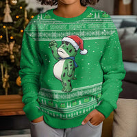 Funny Christmas Portland Frog Protest Kid Ugly Christmas Sweater Merry Frog-mas - Wonder Print Shop