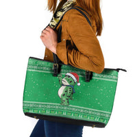 Funny Christmas Portland Frog Protest Leather Tote Bag Merry Frog-mas - Wonder Print Shop