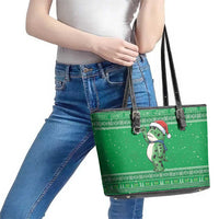 Funny Christmas Portland Frog Protest Leather Tote Bag Merry Frog-mas - Wonder Print Shop