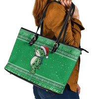 Funny Christmas Portland Frog Protest Leather Tote Bag Merry Frog-mas - Wonder Print Shop