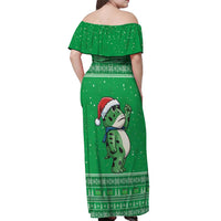 Funny Christmas Portland Frog Protest Off Shoulder Maxi Dress Merry Frog-mas - Wonder Print Shop