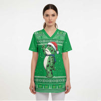 Funny Christmas Portland Frog Protest Scrub Top Merry Frog-mas - Wonder Print Shop