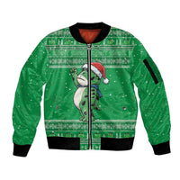Funny Christmas Portland Frog Protest Sleeve Zip Bomber Jacket Merry Frog-mas - Wonder Print Shop