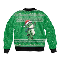 Funny Christmas Portland Frog Protest Sleeve Zip Bomber Jacket Merry Frog-mas - Wonder Print Shop