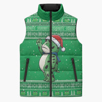 Funny Christmas Portland Frog Protest Sleeveless Puffer Jacket Merry Frog-mas - Wonder Print Shop