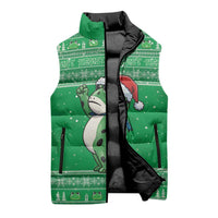 Funny Christmas Portland Frog Protest Sleeveless Puffer Jacket Merry Frog-mas - Wonder Print Shop