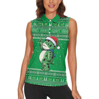 Funny Christmas Portland Frog Protest Women Sleeveless Polo Shirt Merry Frog-mas - Wonder Print Shop