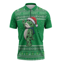 Funny Christmas Portland Frog Protest Zipper Polo Shirt Merry Frog-mas - Wonder Print Shop
