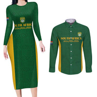South Africa Hockey Custom Couples Matching Long Sleeve Bodycon Dress and Long Sleeve Button Shirt Go Ama Stokke Stokke Go - Wonder Print Shop