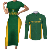 South Africa Hockey Custom Couples Matching Short Sleeve Bodycon Dress and Long Sleeve Button Shirt Go Ama Stokke Stokke Go - Wonder Print Shop