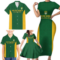 South Africa Hockey Custom Family Matching Short Sleeve Bodycon Dress and Hawaiian Shirt Go Ama Stokke Stokke Go - Wonder Print Shop