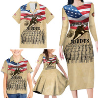 Montford Point Marines 1942-1949 Family Matching Long Sleeve Bodycon Dress and Hawaiian Shirt The First Black Marines - Wonder Print Shop