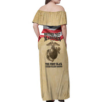 Montford Point Marines 1942-1949 Family Matching Off Shoulder Maxi Dress and Hawaiian Shirt The First Black Marines - Wonder Print Shop