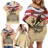 Montford Point Marines 1942-1949 Family Matching Off Shoulder Short Dress and Hawaiian Shirt The First Black Marines - Wonder Print Shop
