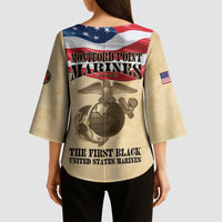 Montford Point Marines 1942-1949 Kimono Sleeve Blouse The First Black Marines - Wonder Print Shop