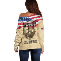 Montford Point Marines 1942-1949 Off Shoulder Sweater The First Black Marines - Wonder Print Shop